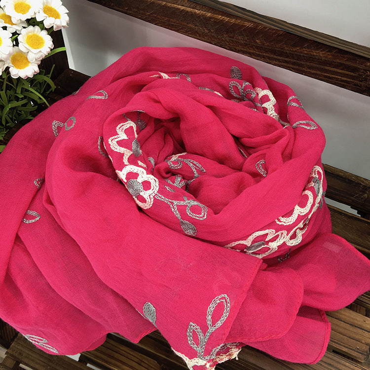 Spring And Summer Women's Artistic Ethnic Style Shawl Cotton Linen Versatile Long 4color 180X90CM