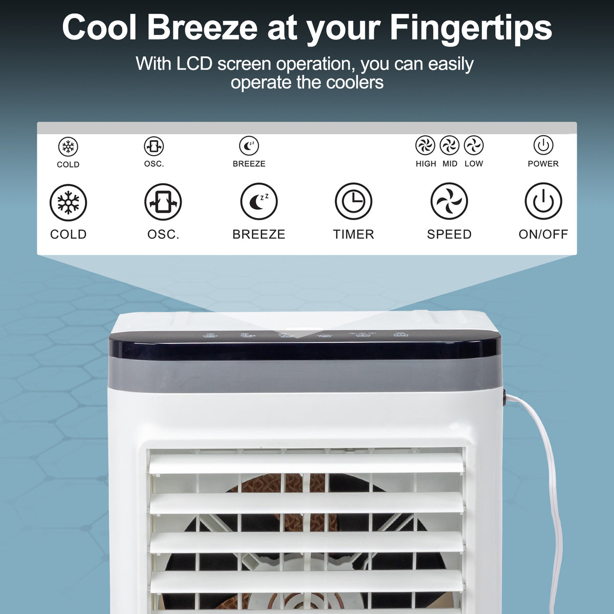 American Specification, Evaporative Air Cooler, Fan, Cooling And Humidification 3-in-1, 12-hour Timer