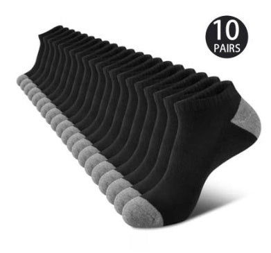 Low Cotton Ankle Socks Men's Summer Breathable Black 10pairs Free Size