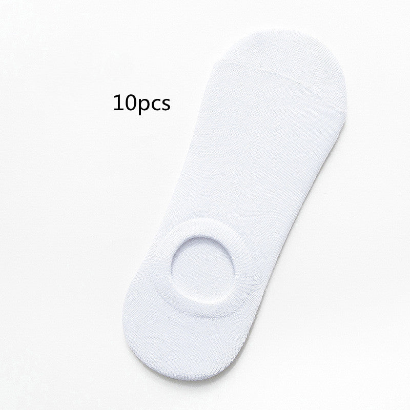 Socks Men And Women Solid Color Boat Socks Spring Invisible Socks Socks Socks Net Red Men'S Socks White 10PCS