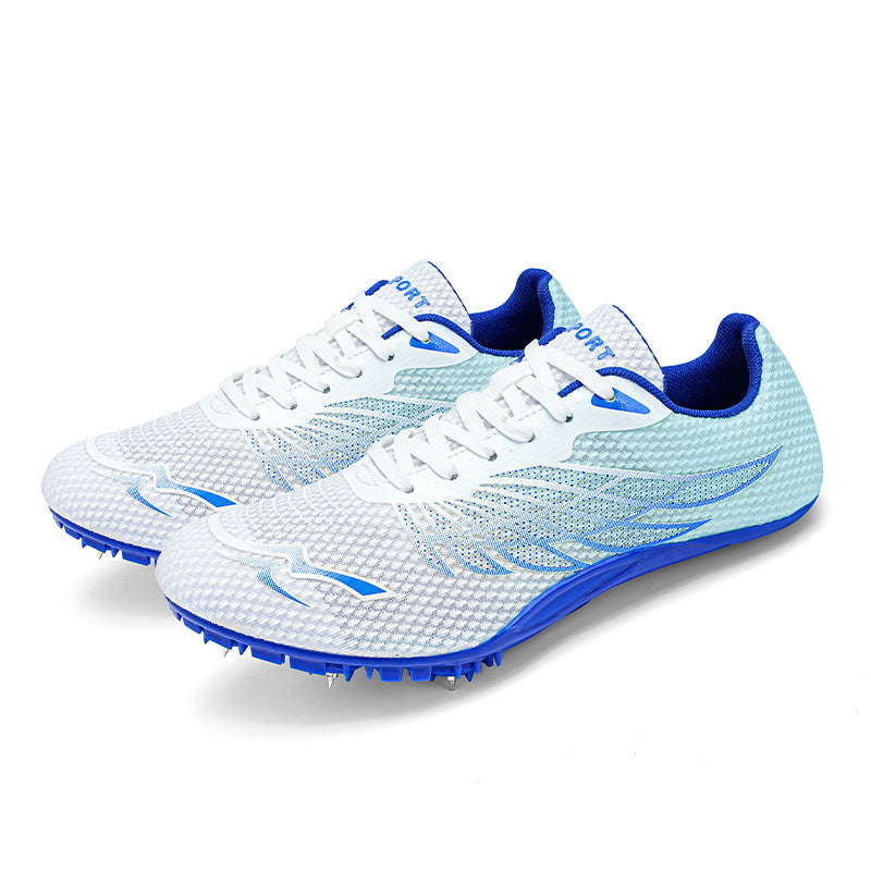Male And Female Students Professional Competition Sports Track And Field Spiked Shoes White Sapphire Blue