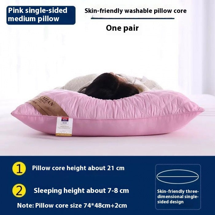Pillow Core Comfortable Pillow Pink Unilateral