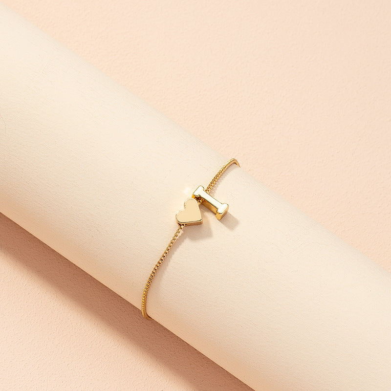 Bracelet Heart-shaped English Letters Letter I