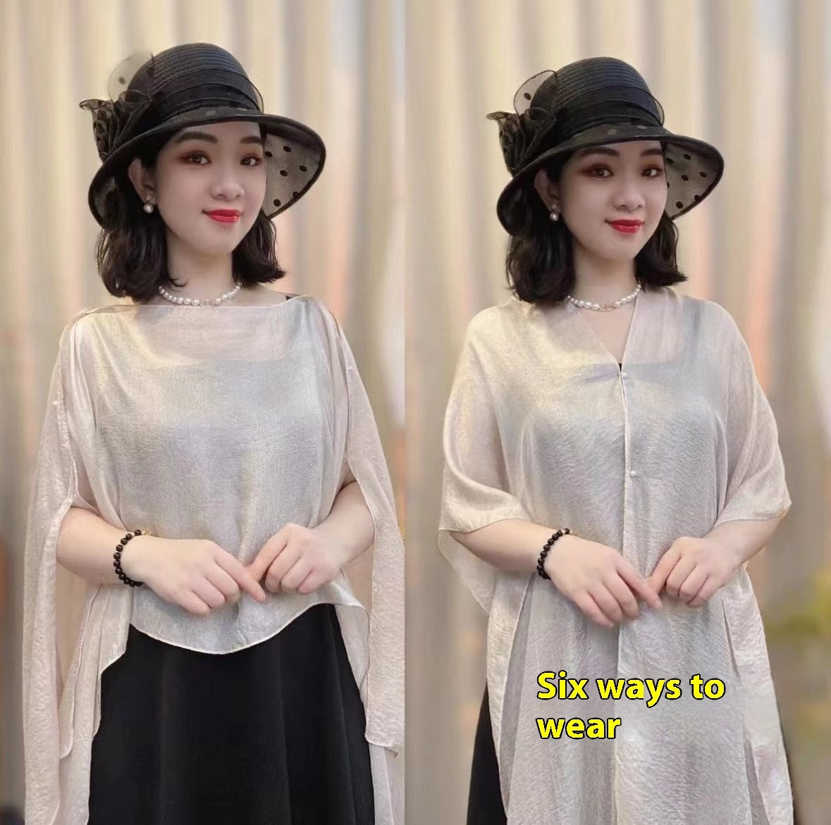 Solid Color Vacation Style Fashionable All-match Sunscreen Pullover Scarf Shawl Champagne