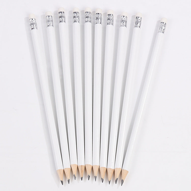 Primary School Stationery Set White Round Rod With Eraser Pencil