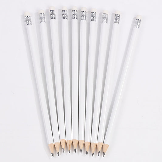 Primary School Stationery Set White Round Rod With Eraser Pencil