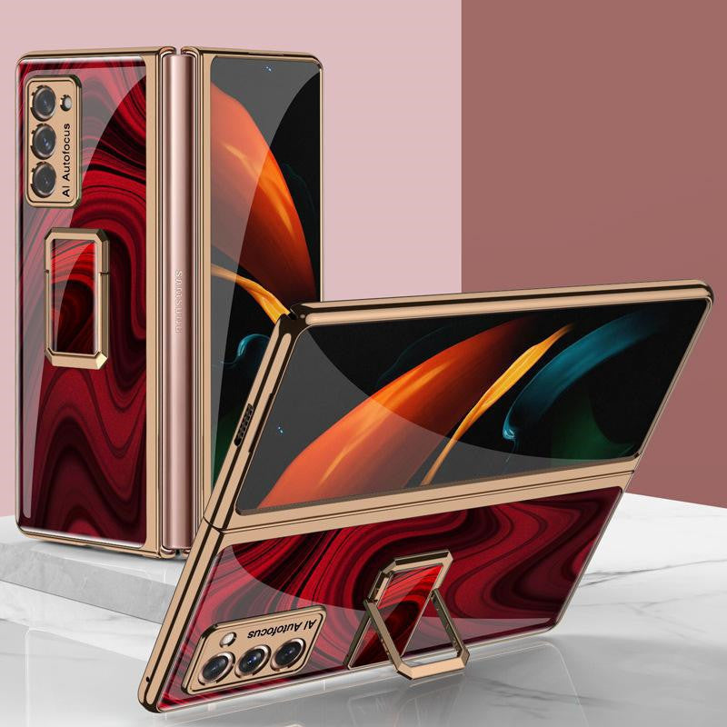 Folding Vertical Clock Phone Case Full Inclusive Personality Male Peacock red SM Galaxy Z Fold2