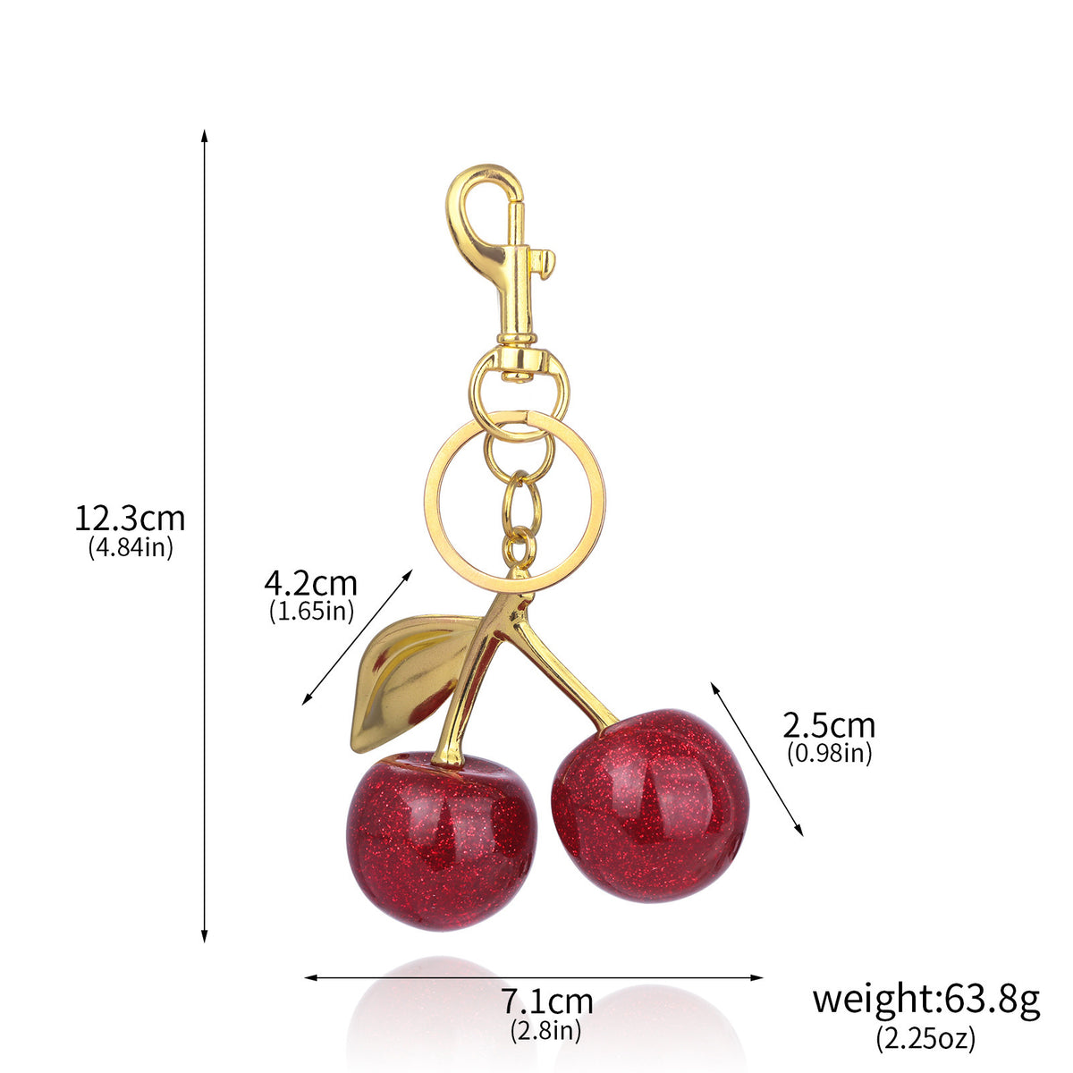 A Pair Of Red Cherry Crystal Bag Glitter Keychain K00858 Independent Packaging