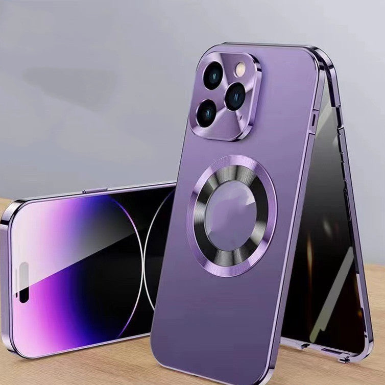 Magnetic Cell Phone Case With Anti-peep Metal Clip Leakage Tag Purple