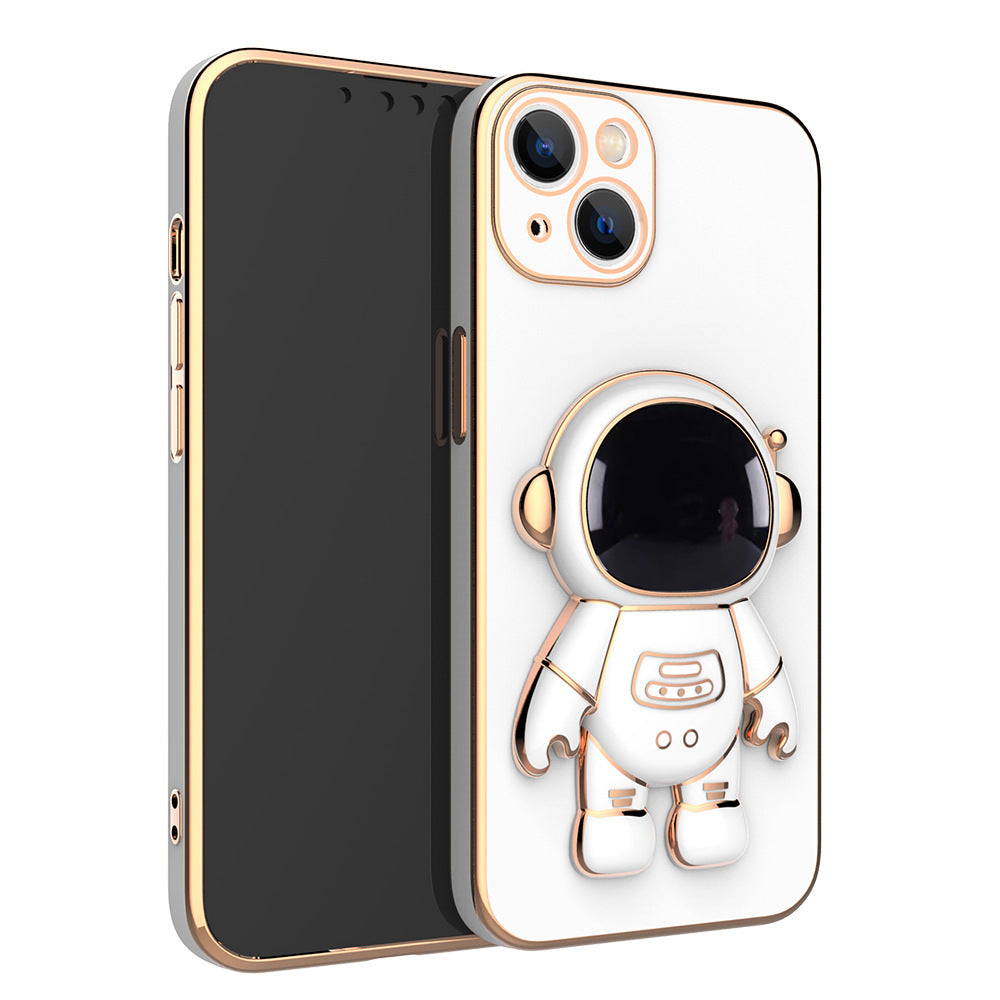 Self-contained Lens Film Mobile Phone Case Electroplating Bracket Protective Cover White