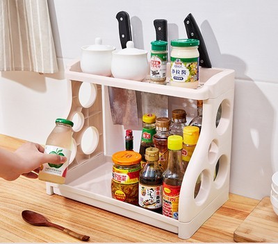 Kitchen Storage Shelving Kitchen Supplies Storage Artifact Multilayer Apricot