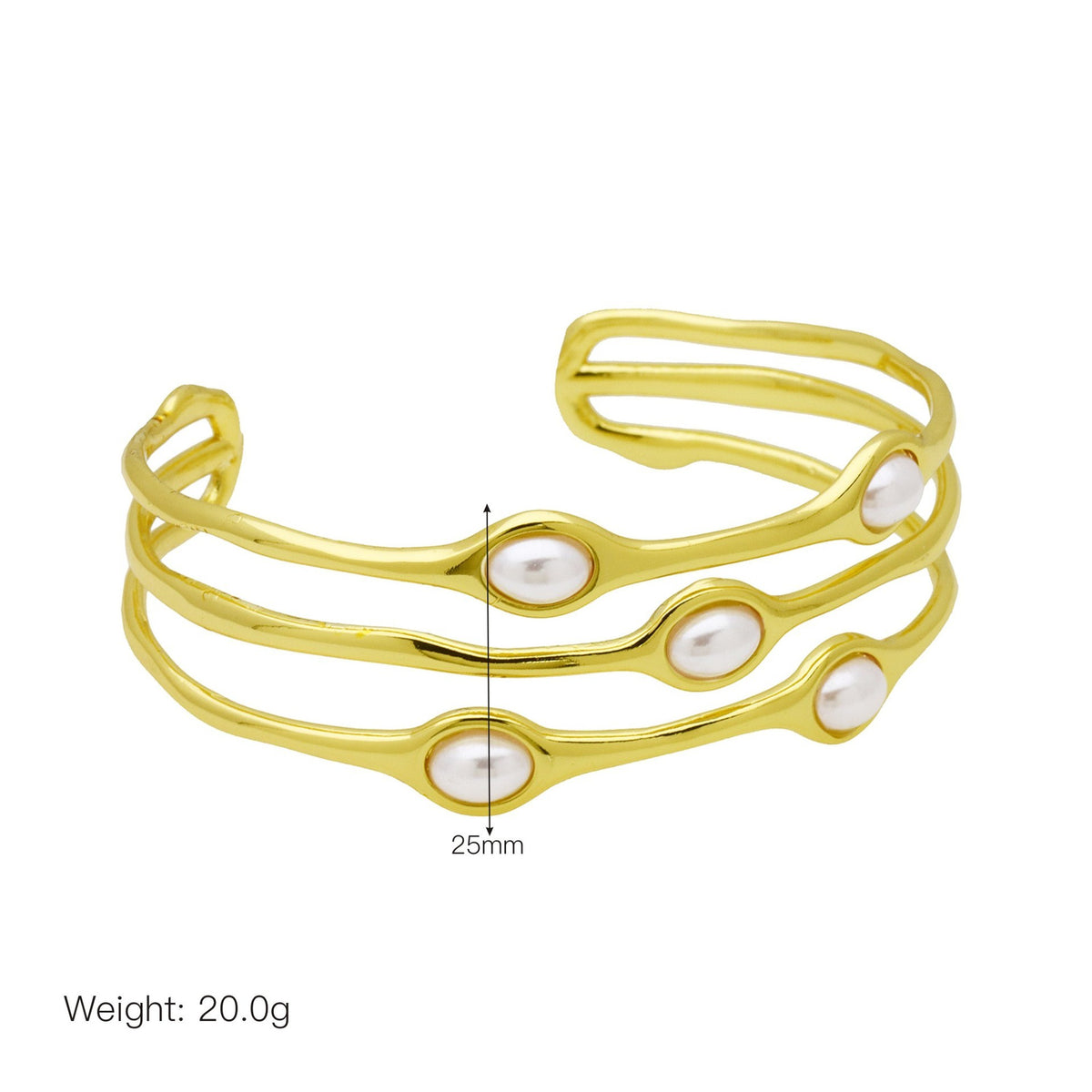 Stone Peach Heart Copper Plating 18K Gold Hollow Bracelet DB250404A