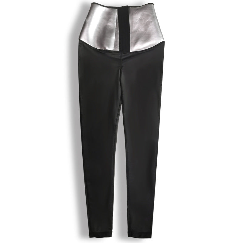 Sauna Long Pants Fitness Exercise Hot Thermo Sweat Leggings Training Slimming Pant Silver film coating