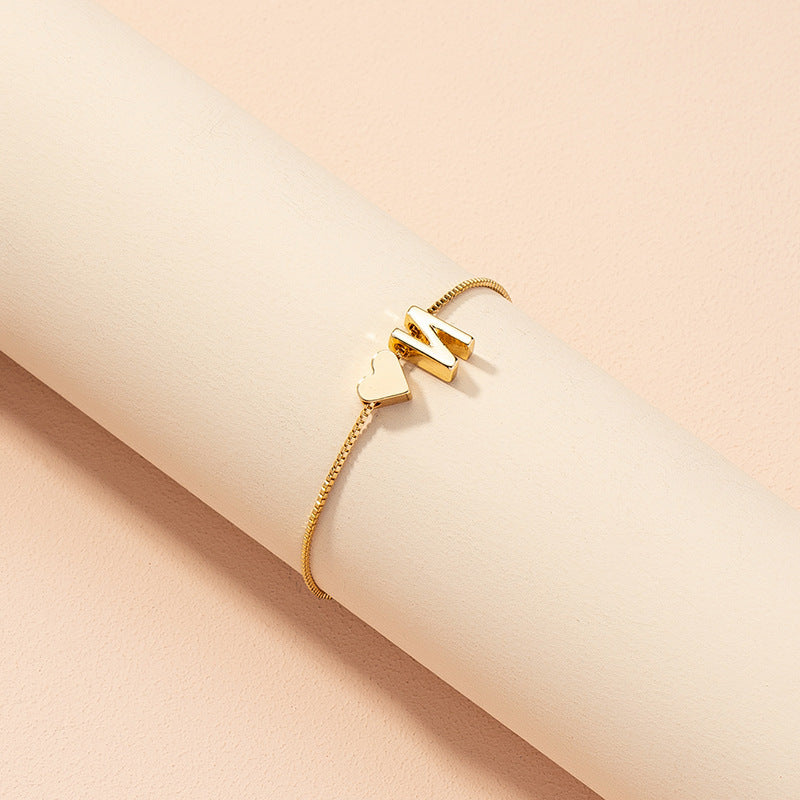 Bracelet Heart-shaped English Letters Letter N