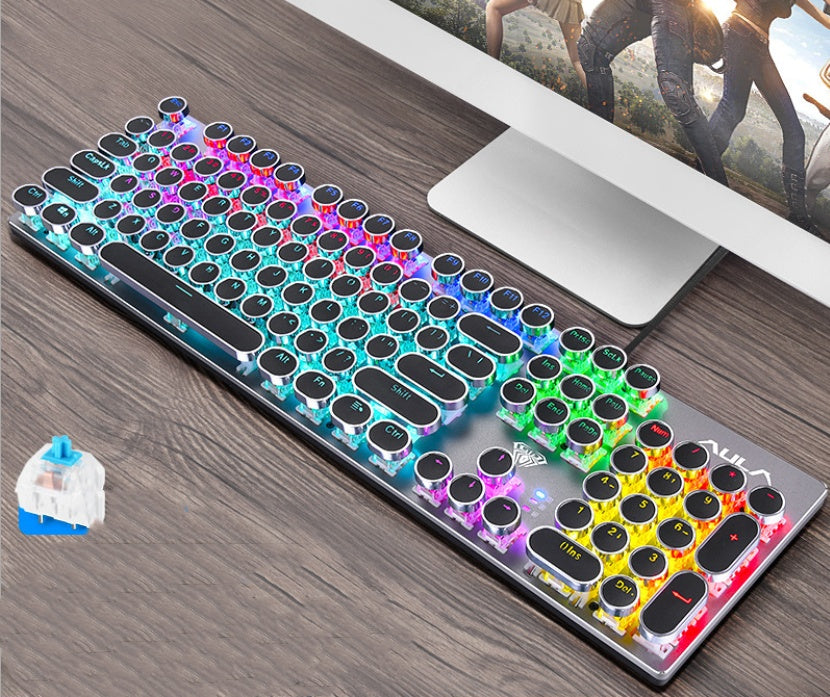 Steampunk Game Real Mechanical Keyboard Black blue