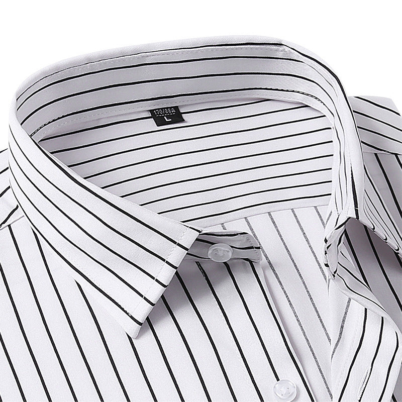 Men's Striped All-matching Ice Silk Long Sleeve Shirt