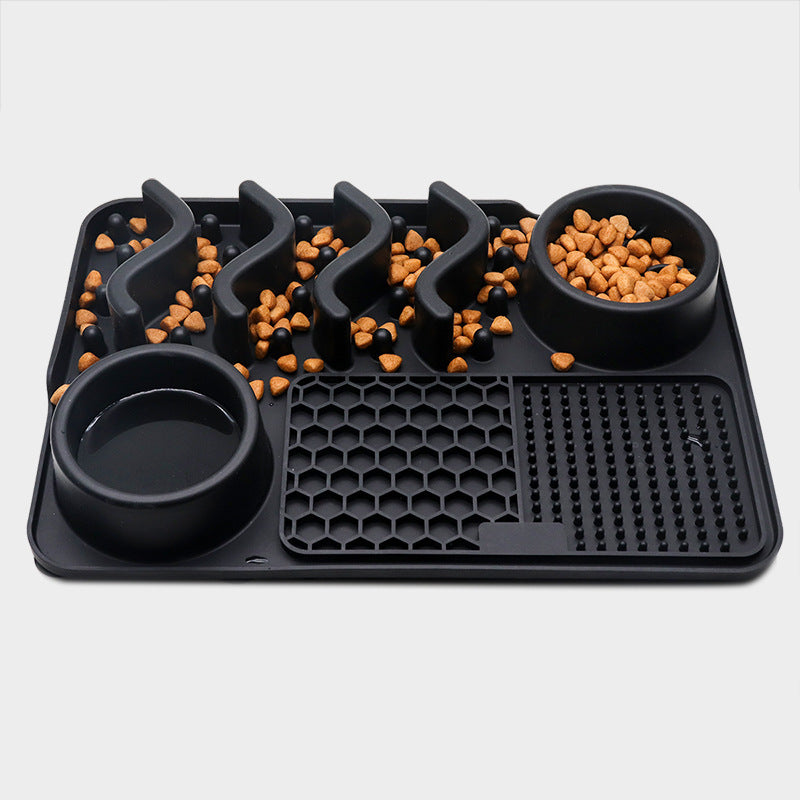 Dog Silicone Licking Pad Pet Licking Mat Silicone Smelling Mat Multifunctional Food Bowl Pets Supplies Small Black Licking Pad