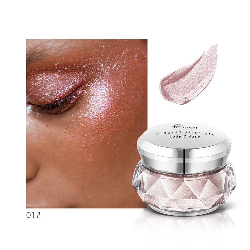 Face Highlighter Jelly Gel Mermaid Eyeshadow Glow Body Glitter Festival Makeup Iluminador Gold Liquid Highlighter Bronzer A