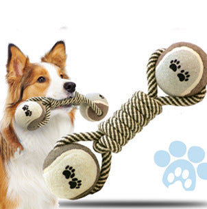 Pet Dumbbell Rope Tennis Ball Chew Toys Teeth Cleaning default