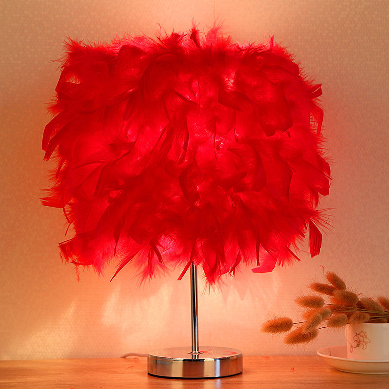 Feather bedroom cute girly night light Red