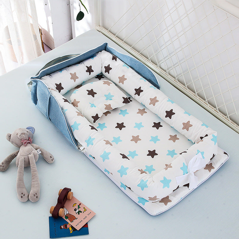 Cotton Portable Foldable Baby Bed Color star