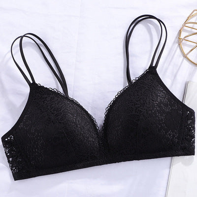 Lace Thin Clothes Without Steel Ring Push Up Bras Black