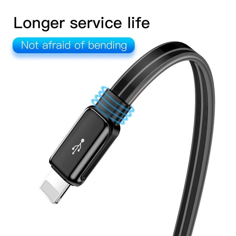 Compatible With , Compatible With , Baseus Flat Glowing 2.4A USB Cable For Xs Max 8 Plus 1M Fast Charging Sync Data Line LED USB Cable For SE 7 Cabo