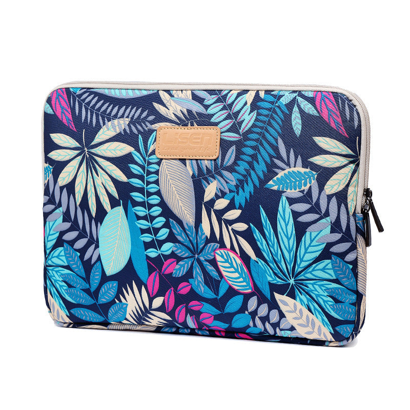 LISEN Colorful Leaf Notebook Sleeve Bag Inch 15.6 Inch Computer Bag Blue bottom