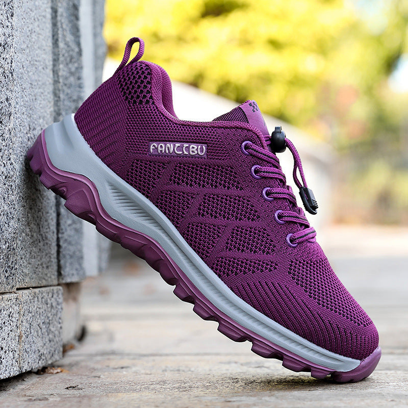 Men's And Women's Wear-resistant Widened Walking Soft Sole Shoes Purple
