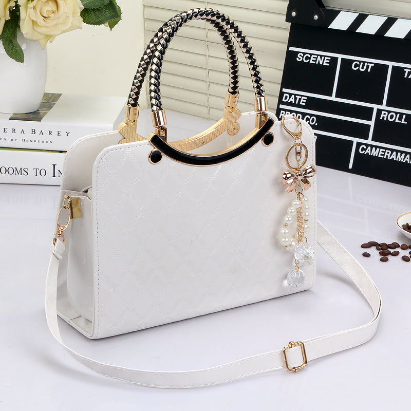 Lingge Shoulder Bags Women Handbags Messenger Bag 67 white