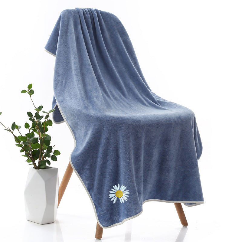 Thickened Youth Pie Microfiber Daisy Bath Towel Blue Daisy