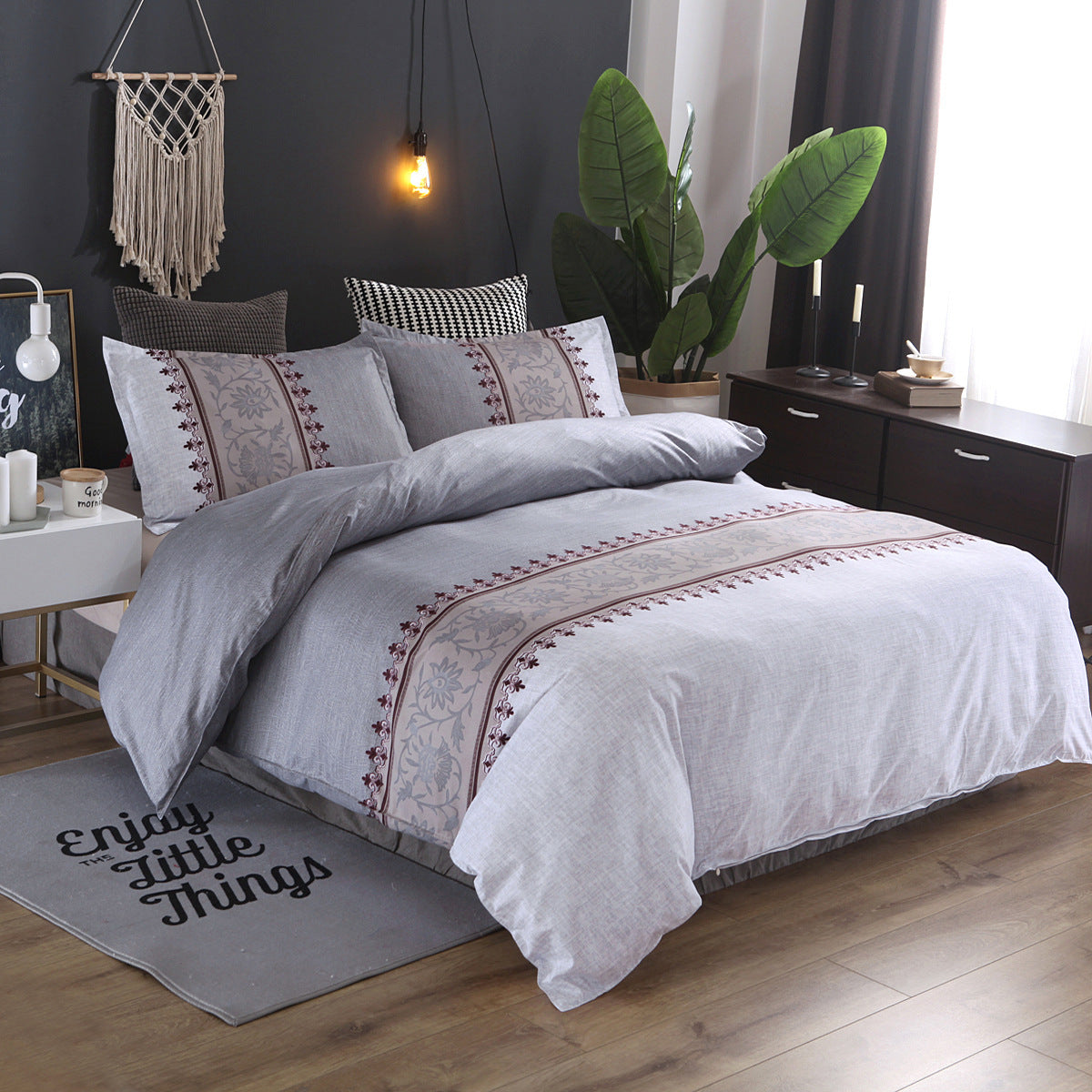 Simple plain bedding Grey