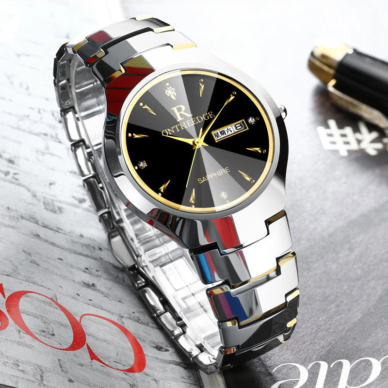 Tungsten Steel Watch Men's Watch Quartz Watch Between Gold