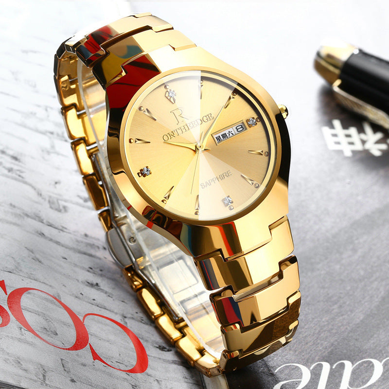 Tungsten Steel Watch Men's Watch Quartz Watch Gold