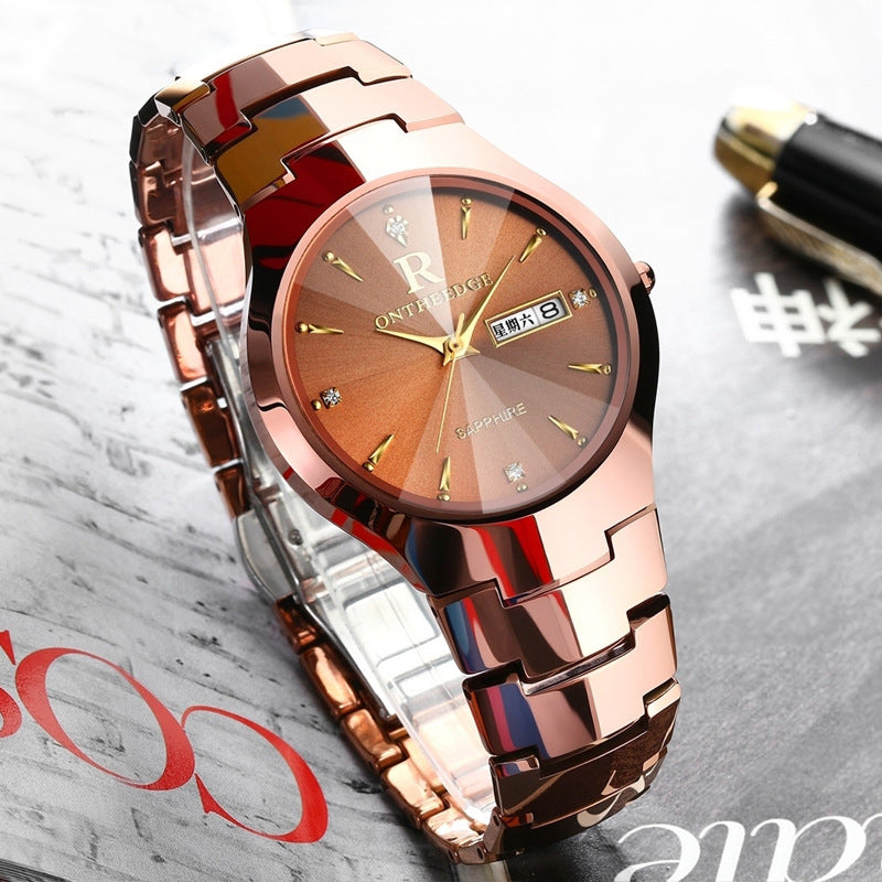 Tungsten Steel Watch Men's Watch Quartz Watch Rose Gold