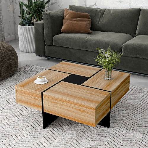Unique Design Coffee Table With 4 Hidden Storage Compartments Brown