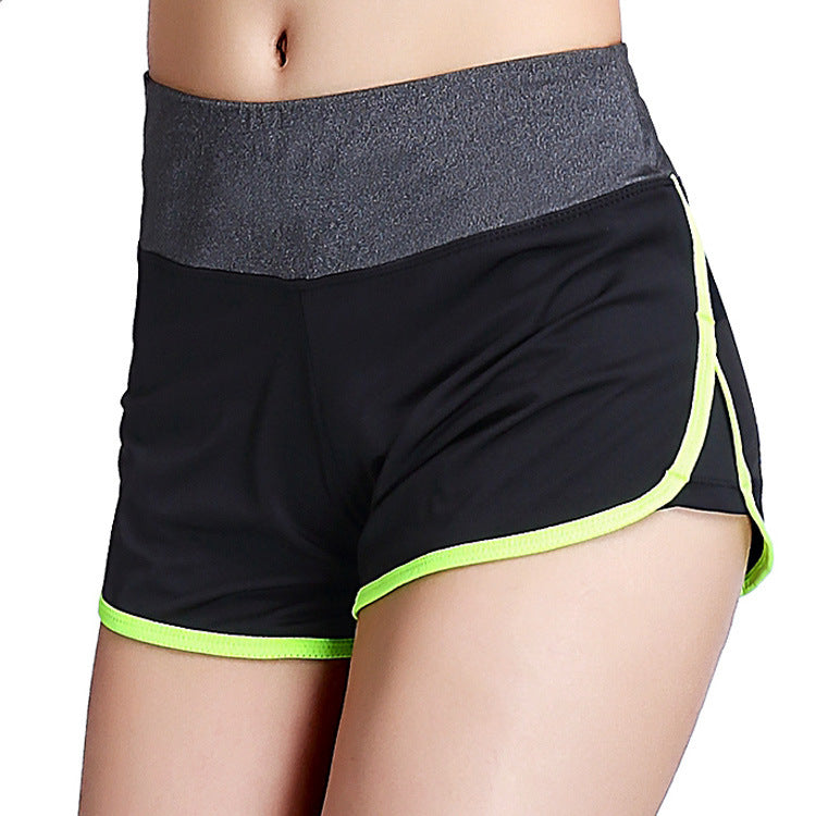 Fake two-piece sports fitness shorts Green