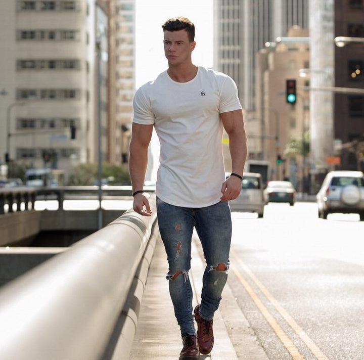 New Men Short Sleeve T Shirt White