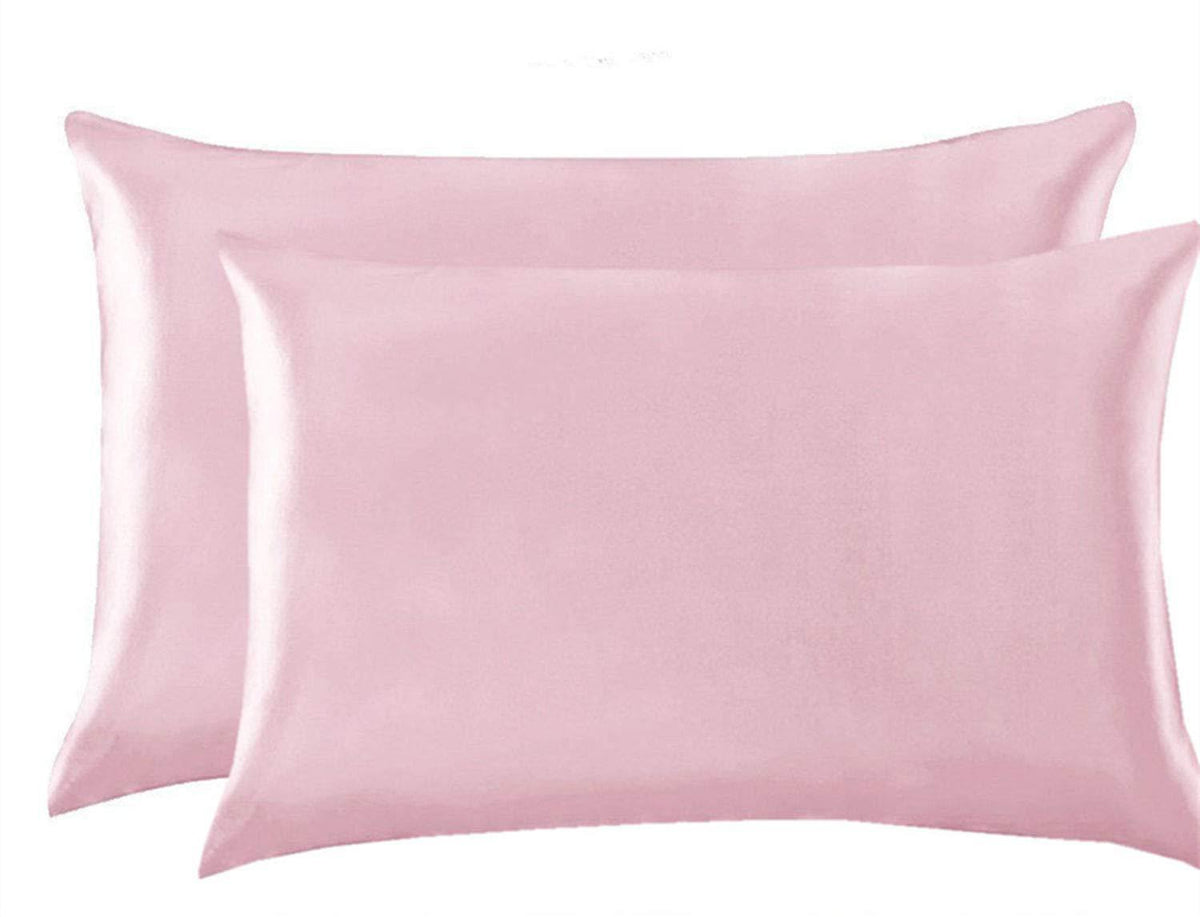 Silk Satin Zipper Pillowcase Pink
