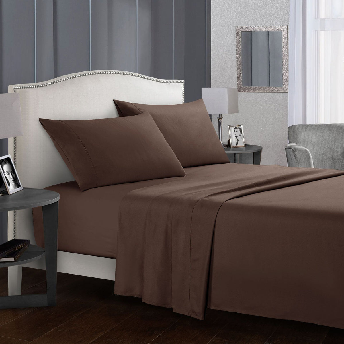 Four-piece bed sheet set Brown