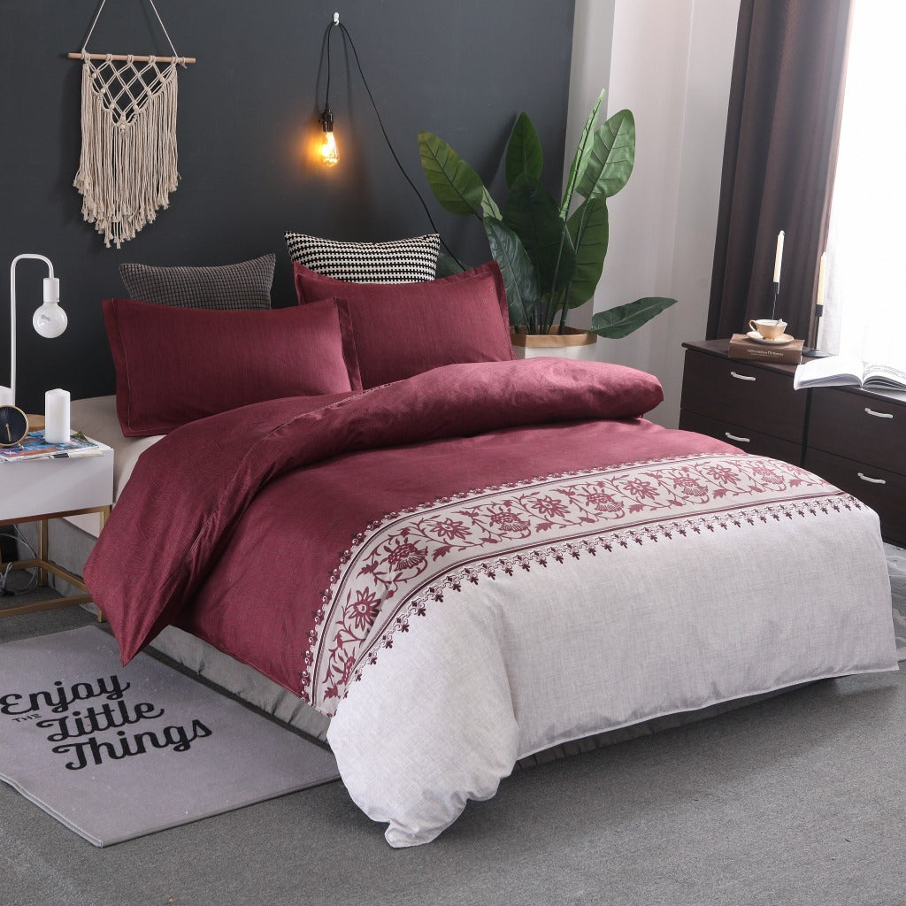 Simple plain bedding Wine Red