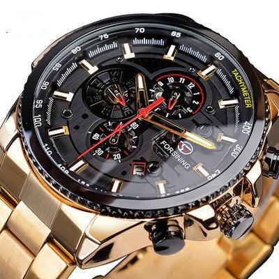 Automatic mechanical watch men's watch Black gold belt