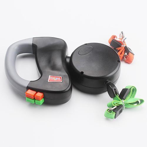 Retractable Dual Pet Dog Walking Leash Black