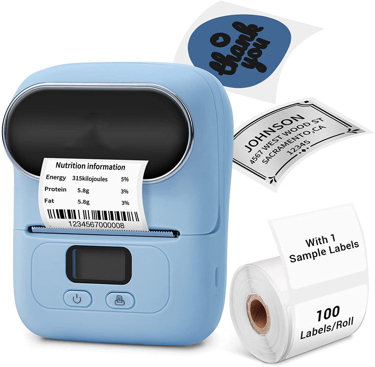 New Handheld Bar Code Printer M110 Blue USB