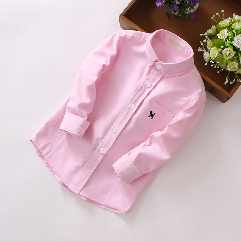 Children's Shirts Boys' Long-sleeved Shirts Pink