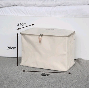 Thick canvas storage box clothes finishing storage bag with cover zipper quilt storage bag Medium