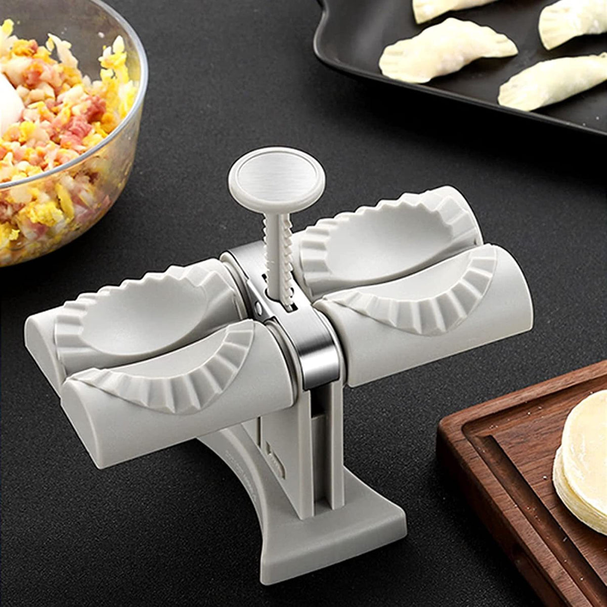 Dumpling Mould Double Head Dumpling Mold Lazy Artifact Manual Press Noodle Dumpling Maker Kitchen Accessories Dumpling Maker White