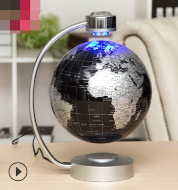 8 inch globe magnetic suspension office decoration company gift novelty creative birthday gift Silver black 8 inches
