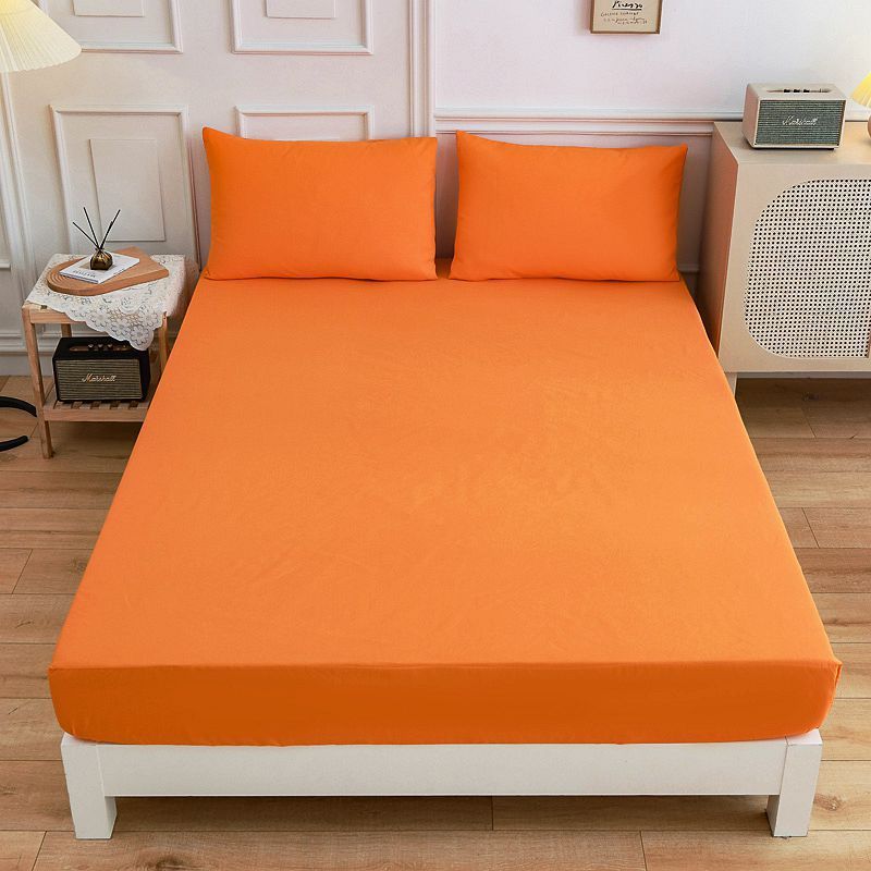 Students Cotton Bed Sheets Fitted Sheet Pillow Case Orange