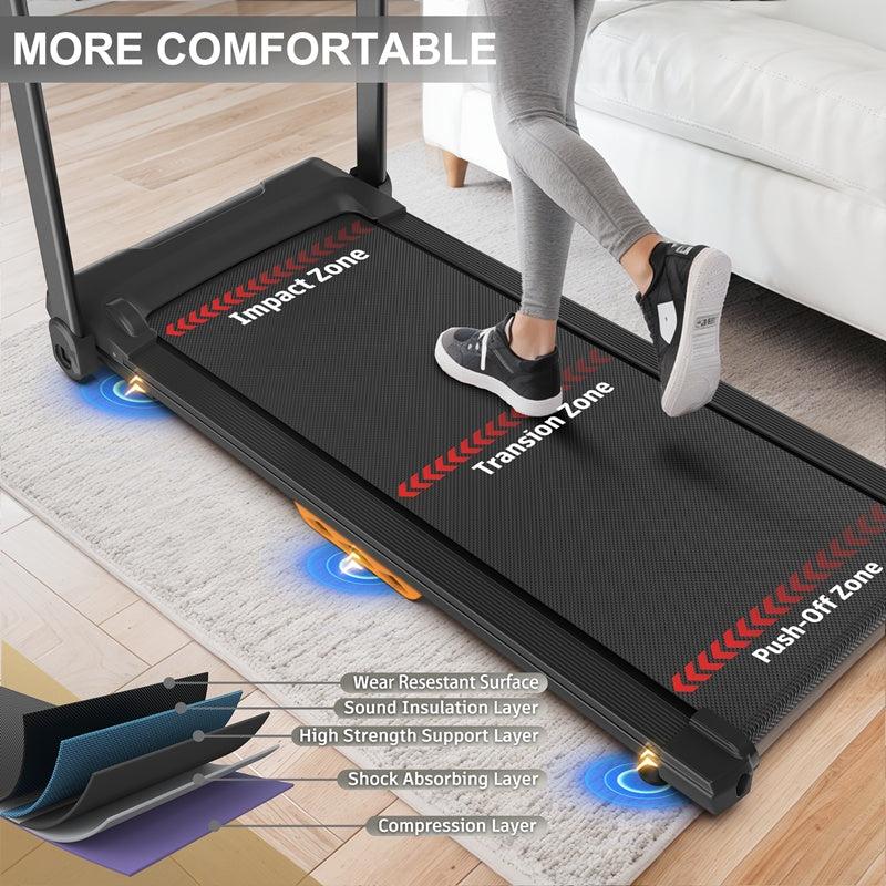 Walking Mat Treadmills Portable For Home & Office LED Display, 265 LB Capacity, Space-Saving Compact Walking Jogging Running Machine